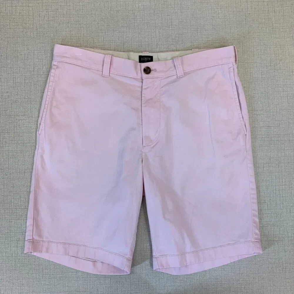 J.Crew 9 Inch Flex Khaki Short Mens 32 Flat Front Stretch Cotton Mid Rise *READ